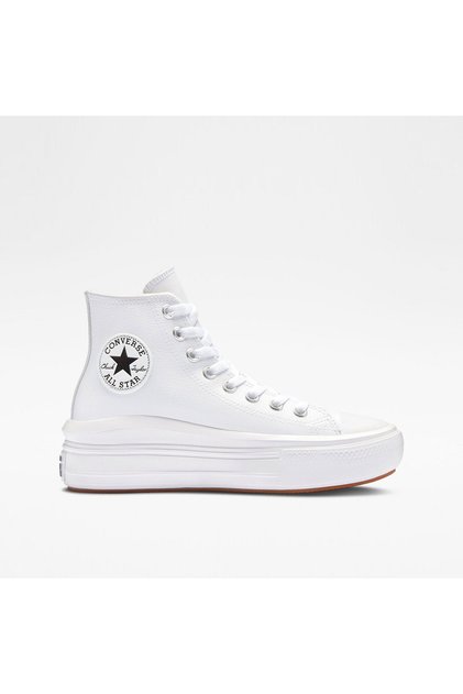 Chuck Taylor All Star Move Unisex bílé kožené tenisky na platformě