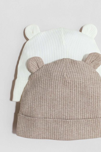 2-pack ear-detail beanies