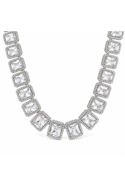 Nesly Custom Design - Rectangular-Cut Zircon Stone Sparkling Necklace
