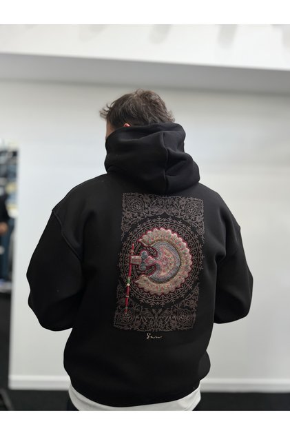 Black Hooded Sweatshirt with Stones SW-5255