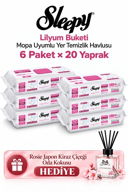 Easy Clean Lilyum Bouquet Mopa Compatible Floor Towel 6-Piece Mega Set 20 Sheets - Rosie Room Fragrance Gift