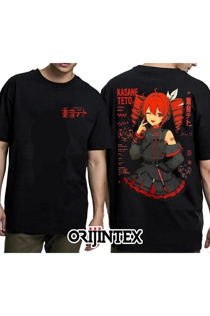 Kasane Teto Unisex Black T-Shirt with Front and Back Prints