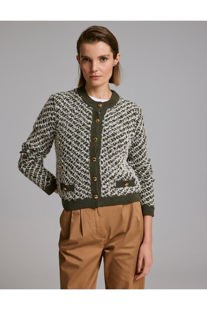 Khaki Cropped Knit Cardigan 50331253-VR027