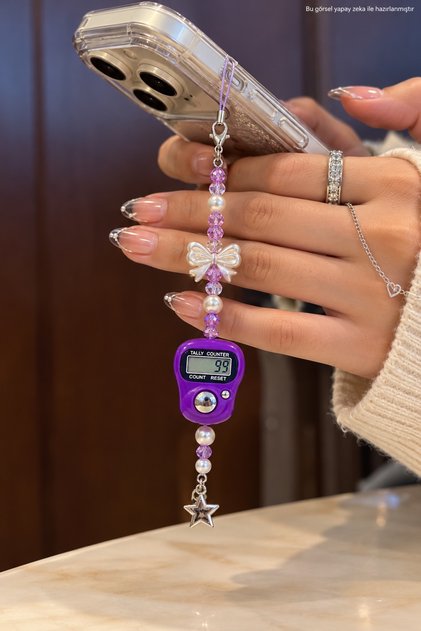 2-in-1 Beaded Charm Prayer Beads (Purple) & Phone Charm, Phone Lanyard, Bag Decoration, Bag Charm