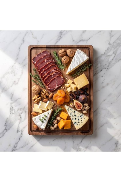 Natural Wood Cheese and Serving Platter, Rectangular, Pine Wood, 19 x 35 cm