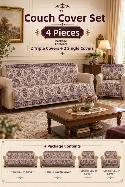 Multi-Purpose Sofa Cover,Sofa Bed Cover Set with Non-Slip Sponge 3,3,1,1