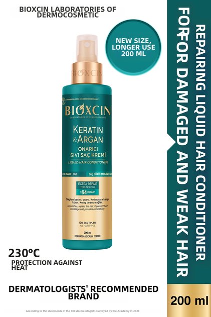 Keratin & argan repair liquid hair care cream 200 ml - for damaged and sensitive hair