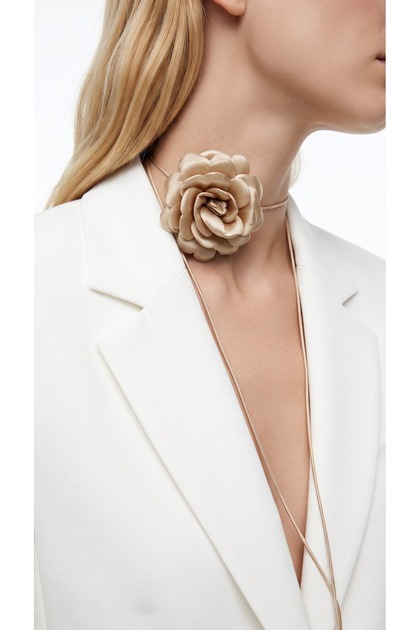 Lace-Up Fabric Flower Choker Necklace Rose Necklace