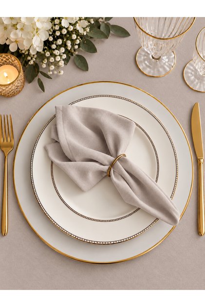 İnci 6 Pieces Velvet Textured Stone Color Napkins