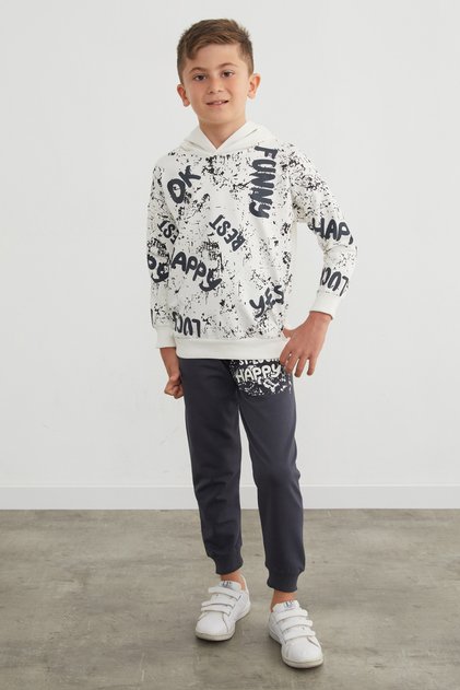 Printed Hooded 2-Piece Boys' Tracksuit Set