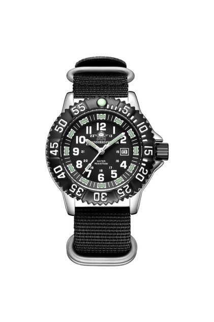 Nylon Black ADDIESDIVE Fashion Men's Analog Watches 50m Waterproof Luminous Tube Nylon Sports Men Mi