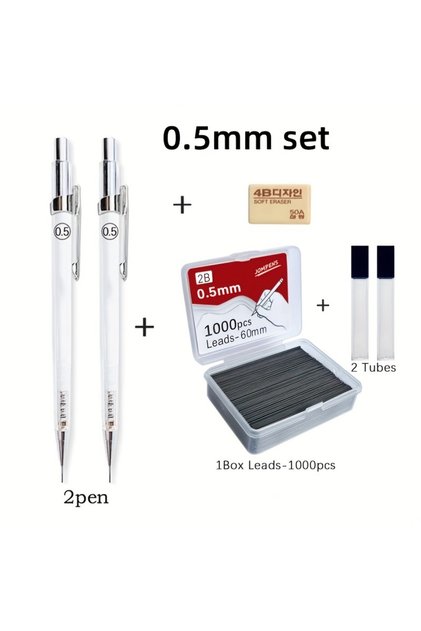 0.5mm set Transparent Mechanical Pencils 0.5 0.7 0.9mm with Lead 2B 60mm Art Drawing Automatic Penci