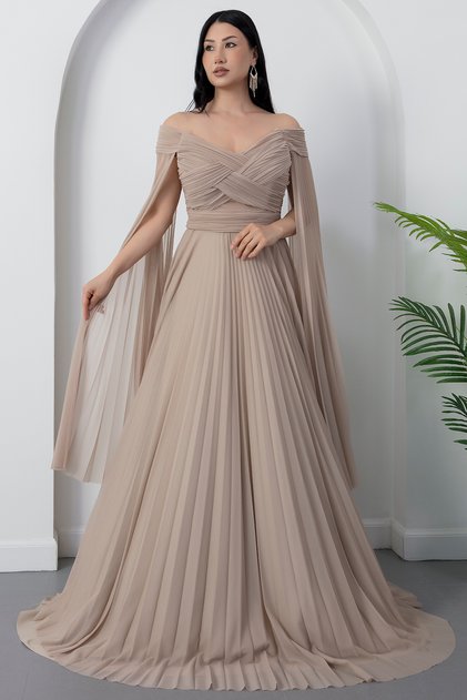 Strapless Neckline Pleated Tulle Dress Dmn0354