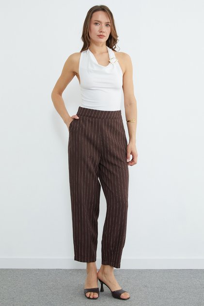 Striped Zippered Pants with Pliers Pocketed