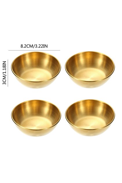 4pcs-Gold 2/4/12pcs Stainless Steel Golden Sauce Dishes Appetizer Seasoning Serving Dishes Sets Tray