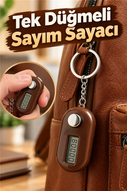 1 Adet Tek Düğmeli Zikirmatik Sayım Sayacı Anahtarlık Zikirmatik Dijital Tesbih
