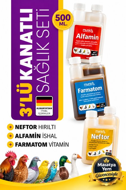 3lü Set Farmatom Vitamin Alfamin Ishal Neftor Hırıltı Seti - 500 ml