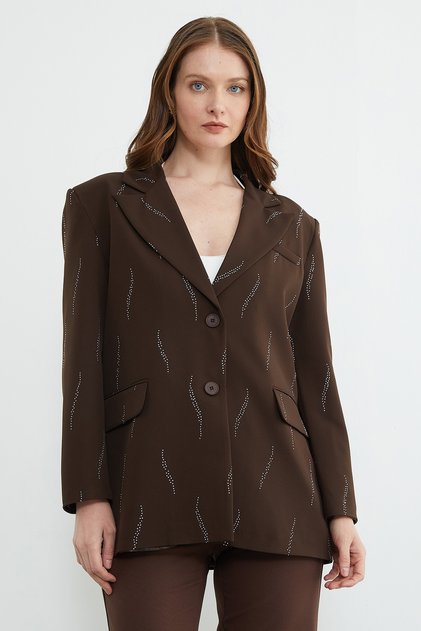 Stone Detailed Blazer Jacket