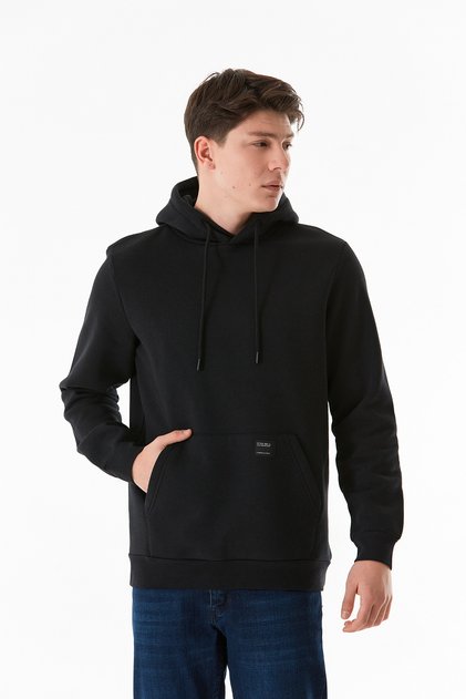 3 Thread Basic Kangaroo Pocket Hooded Sweatshirt Hoodie