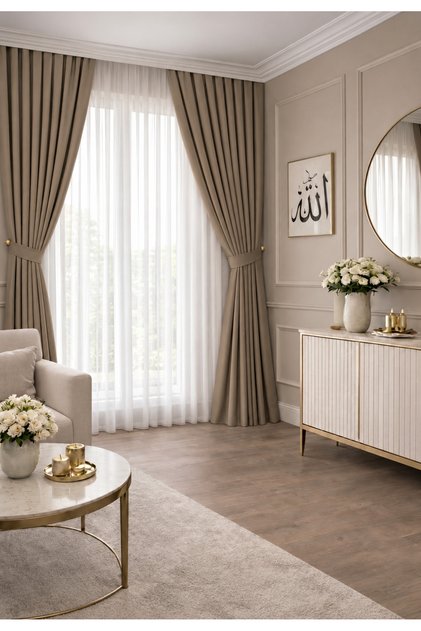 Koyu Vizon Pileli Fon Perde Kadifemsi Kumaş Yüksek Kalite Tek Kanat