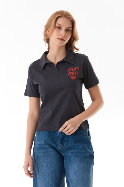 Min Min Printed Polo Neck T-Shirt