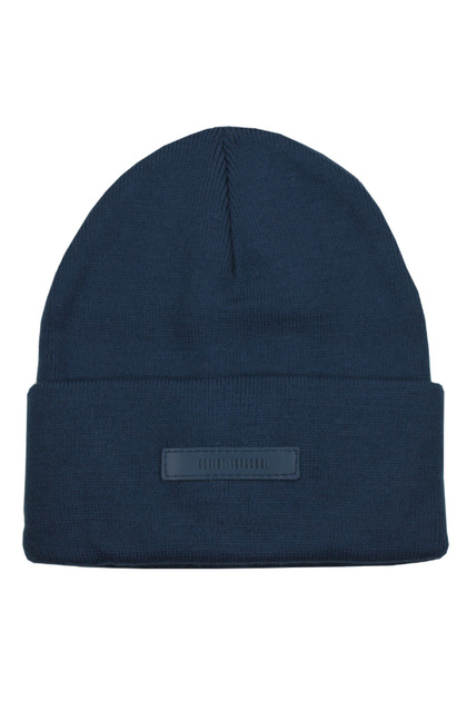 Dark Blue Unisex Basic Beanie Folded Navy Blue Ribbed Knit Classic Winter Beanie