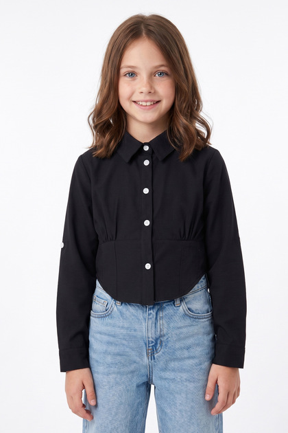Basic Beli Gipeli Cropped Girls' Shirt