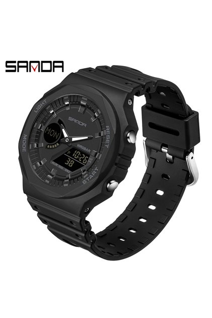 6016 Black SANDA Top Luxury Men's Quartz Watches Waterproof Men Military Sport Watch Relogio Masculi