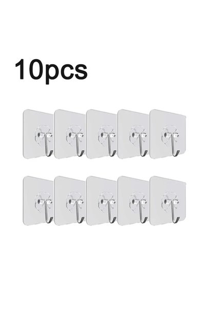 10pcs 10-100pcs Self Adhesive Hooks Heavy Duty Wall Hooks Transparent Multi-Purpose Hooks Door Key T