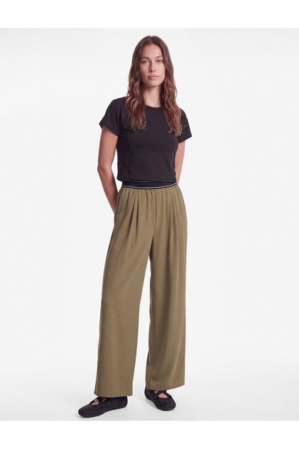 High Waist Striped Elastic Pocketed Wide Leg Pleated Parachute Sports Sweatpants