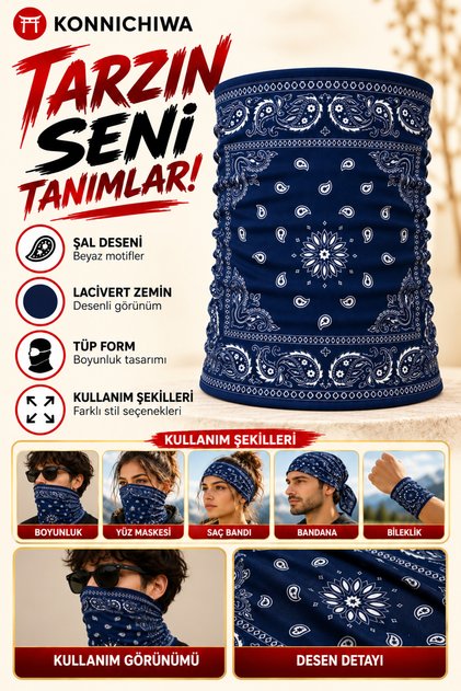 Bandana Black Ethnic Bandana Face Mask and Neck Gaiter and Multi-Purpose Neck Gaiter for Daily and Motorcycle Use Uv Protection
