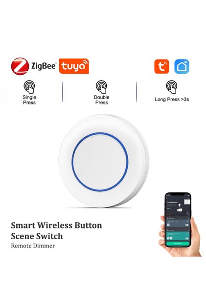 Tuya ZigBee Push Button Wireless Smart Scene Switch Controller Battery Powered Automation Scenario L