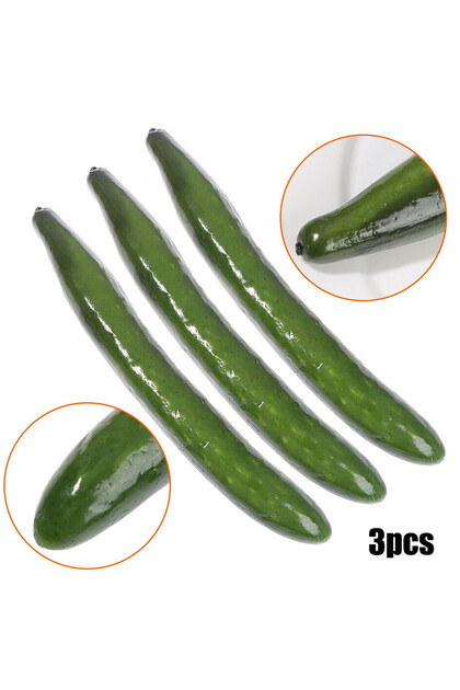 A 3Pcs Simulation Cucumber Simulation Vegetable Realistic No Withering Lifelike Vegetable Props Hom