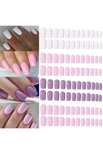 07 Bright 96pcs 96pcs Boxed 4color Short Nail Tips Ballet/Coffin/Square Full Cover Matte Bright Fals