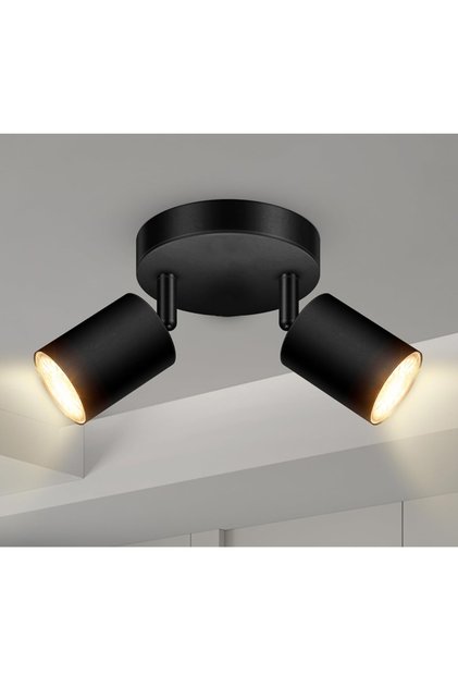 No bulb Black Modern LED Ceiling Light - 350° Rotatable Dual GU10 Wall Light, Black (Energy-Saving)