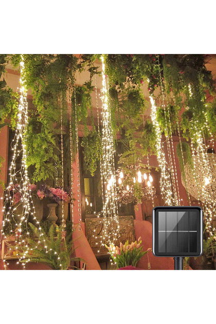 300LED Warm White 1PACK Solar Powered String Lights 200 LED Waterfall Lights Waterproof Vine String
