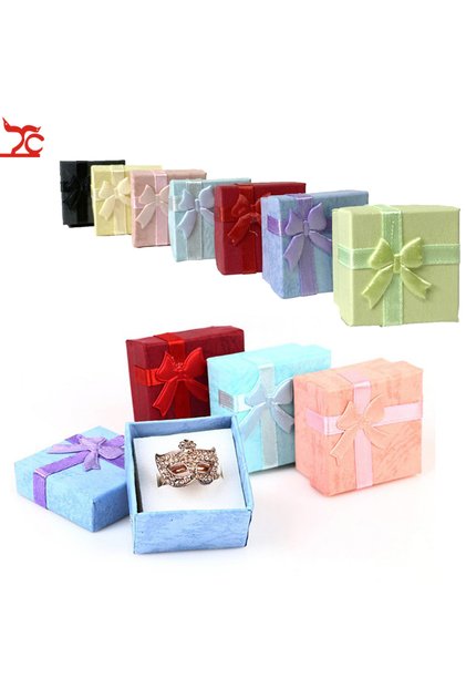 12 pcs random color 12/24/36pcs Ring Storage Box Earring Storage Gift Box High Quality Paper Jewelry