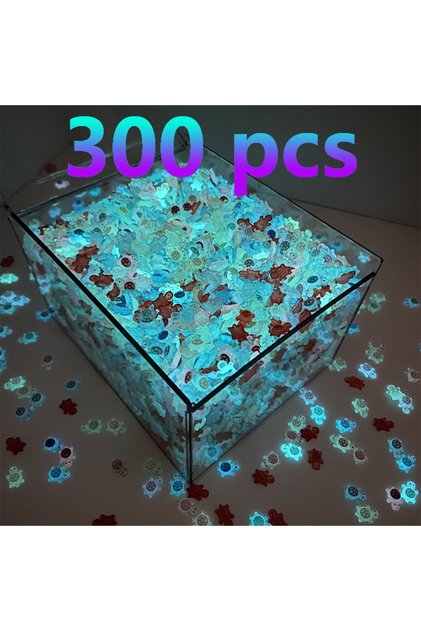 300 قطعة من مجسمات السلاحف الصغيرة الملونة فائقة التوهج في الظلام - لعبة سلحفاة صغيرة متوهجة، لطيفة