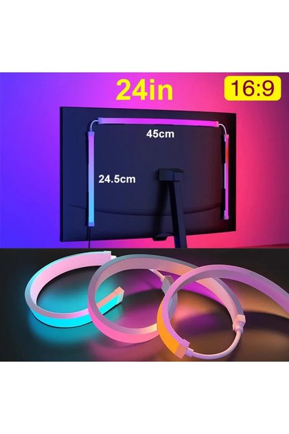 لشاشة كمبيوتر مقاس 24 بوصة شريط إضاءة ذكي متزامن مع شاشة الكمبيوتر RGB Backl