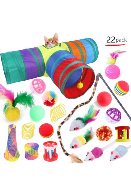 22pcs Cat Toys Cat Kitten Play Tunnel Mouse Shape Balls Foldable Chat Funny Cat Tent Mouse Supplie