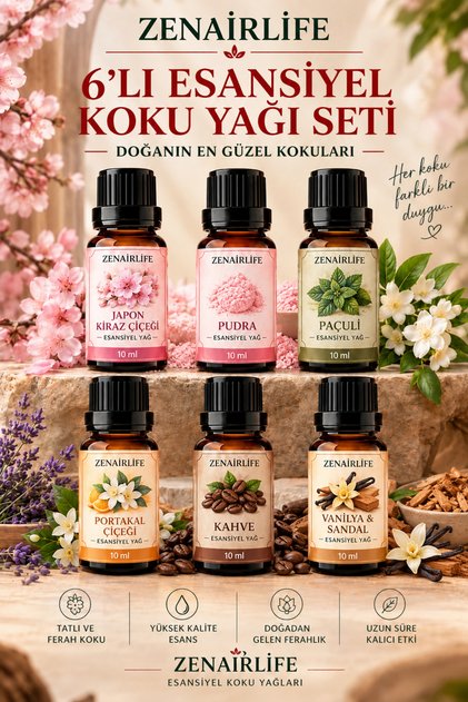 6'lı set Çamaşır Parfümü & Çamaşır Kokusu Ve Hava Nemlendirici Kokusu Esansiyel Yağ 10 ml