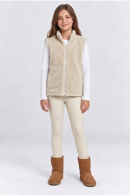 Girl's Zippered Plush Soft and Warm Daily Vest Ak4122