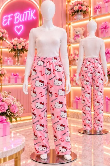 Pink Plush Hello Wide Leg Sweatpants