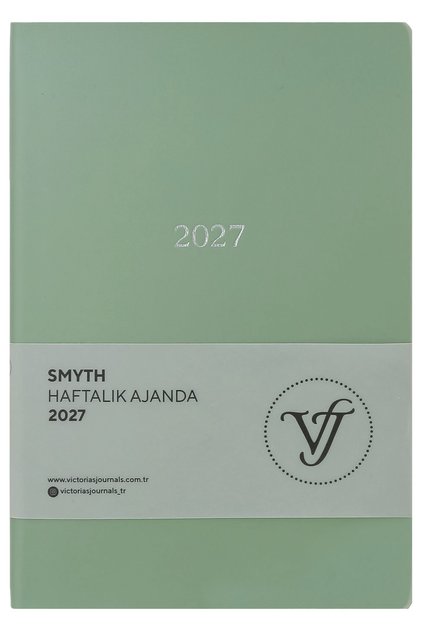 Smyth-2027 Weekly Agenda A5. Flexible Cover.Silver Gilded Edge-Pistachio Green
