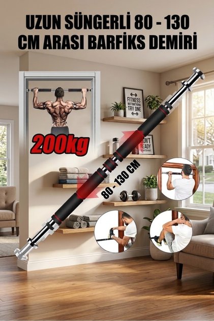 Uzun Süngerli Barfix Demiri Barfiks Çubuğu Koridor Barfiks Barı 80 - 130 Cm Arası