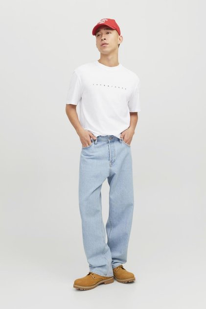 Men's T-Shirt Crew Neck Strappy White