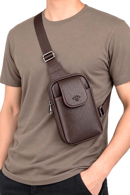 Men's Brown Shoulder Bag Chest Bag Body Bag Purse