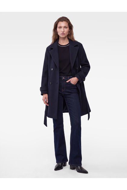 Classic Collar Long Sleeve Belted Double Breasted Cashmere Coat