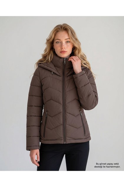 Stretch Outerwear CW533974-F5B Kadın Mont Kahverengi
