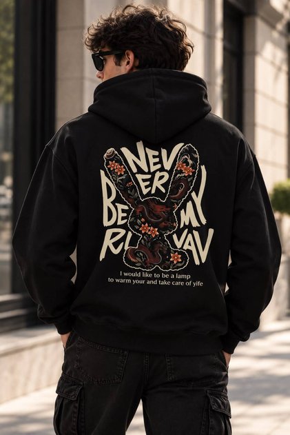 Heavy Oversized Hoodie | Blackout Never Printed (Unisex Oversized Hooded Sweatshirt)
